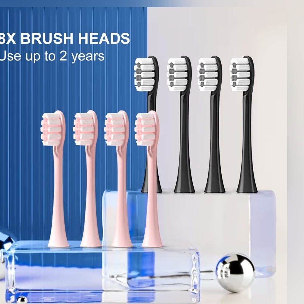 (1) X-2 Sonic Electric Toothbrush Black Rechargeable 4 Brush Heads New - Picture 2 of 11